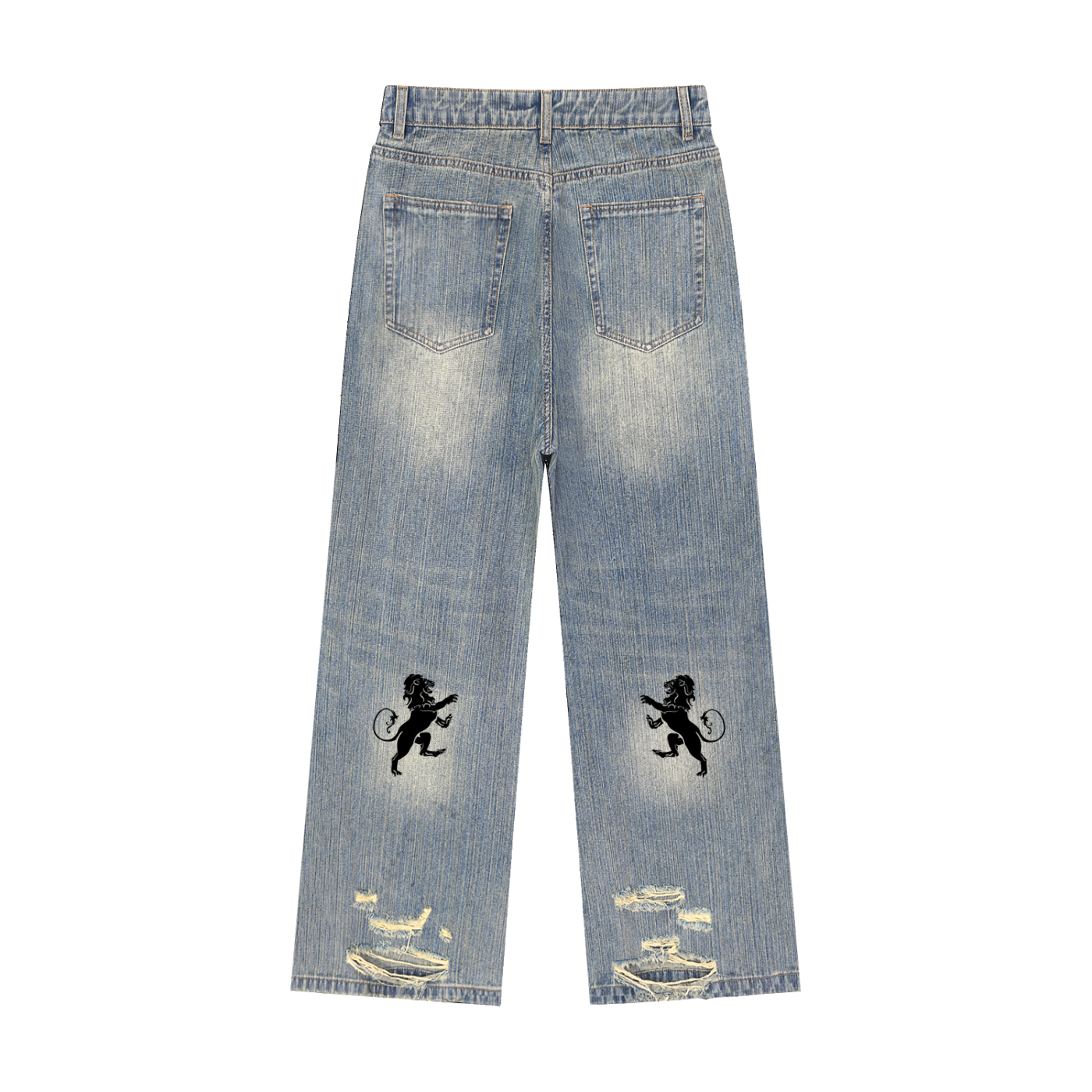Vintage Wash Distressed Denim Jeans