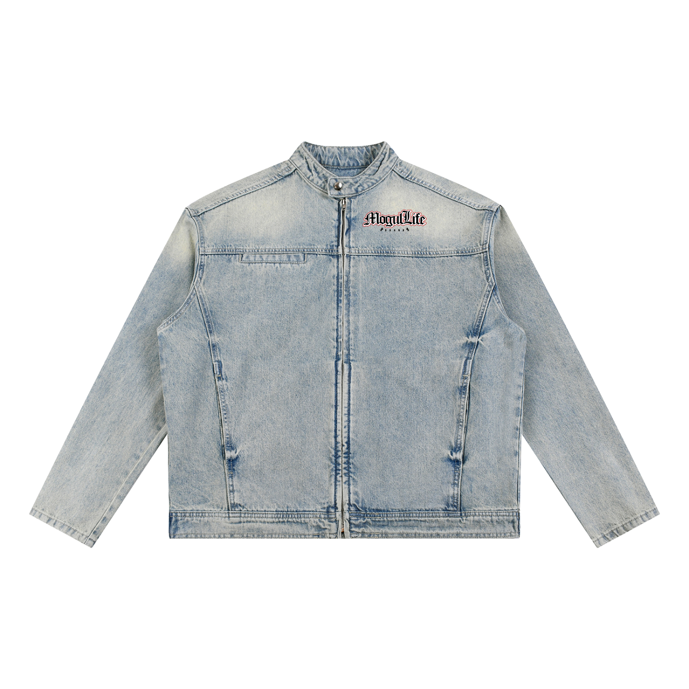 Vintage Wash Zip Denim Jacket