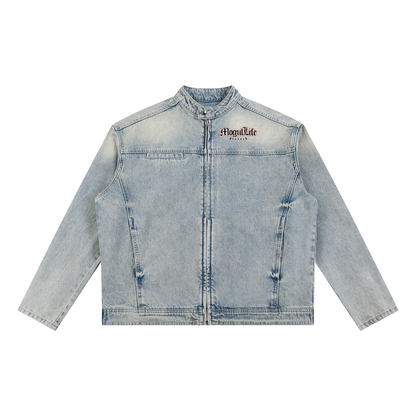 Vintage Wash Zip Denim Jacket