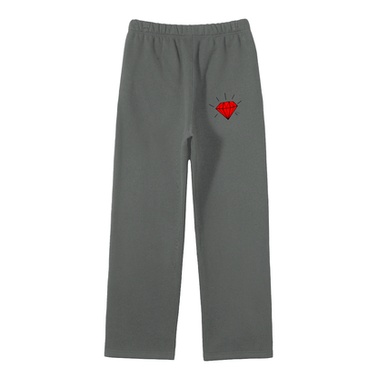 Streetwear Unisex Solid Color Fleece Straight Leg Pants