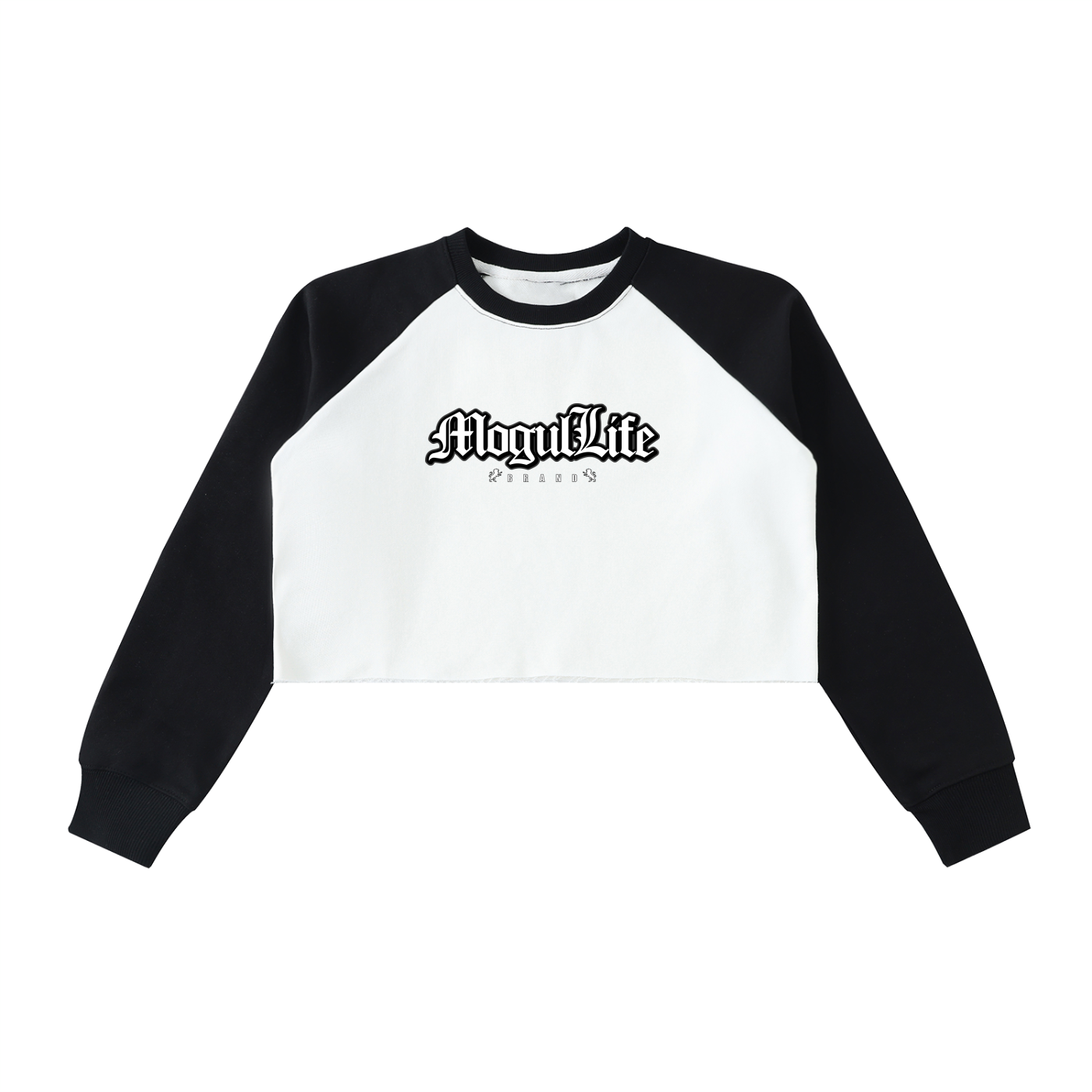 Raw-Hem Color-Block Raglan Crop Sweatshirt