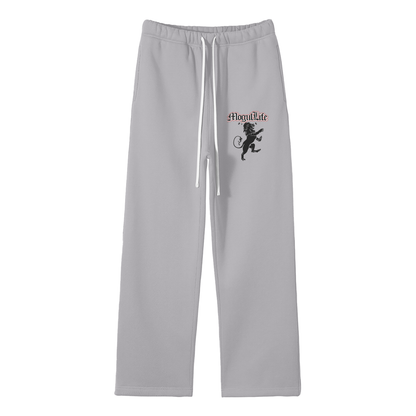 Streetwear Unisex Solid Color Fleece Straight Leg Pants