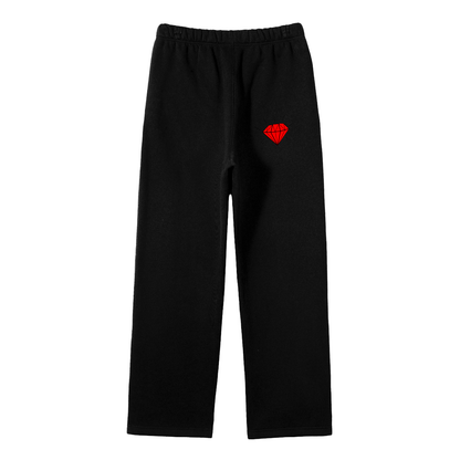 Streetwear Unisex Solid Color Fleece Straight Leg Pants