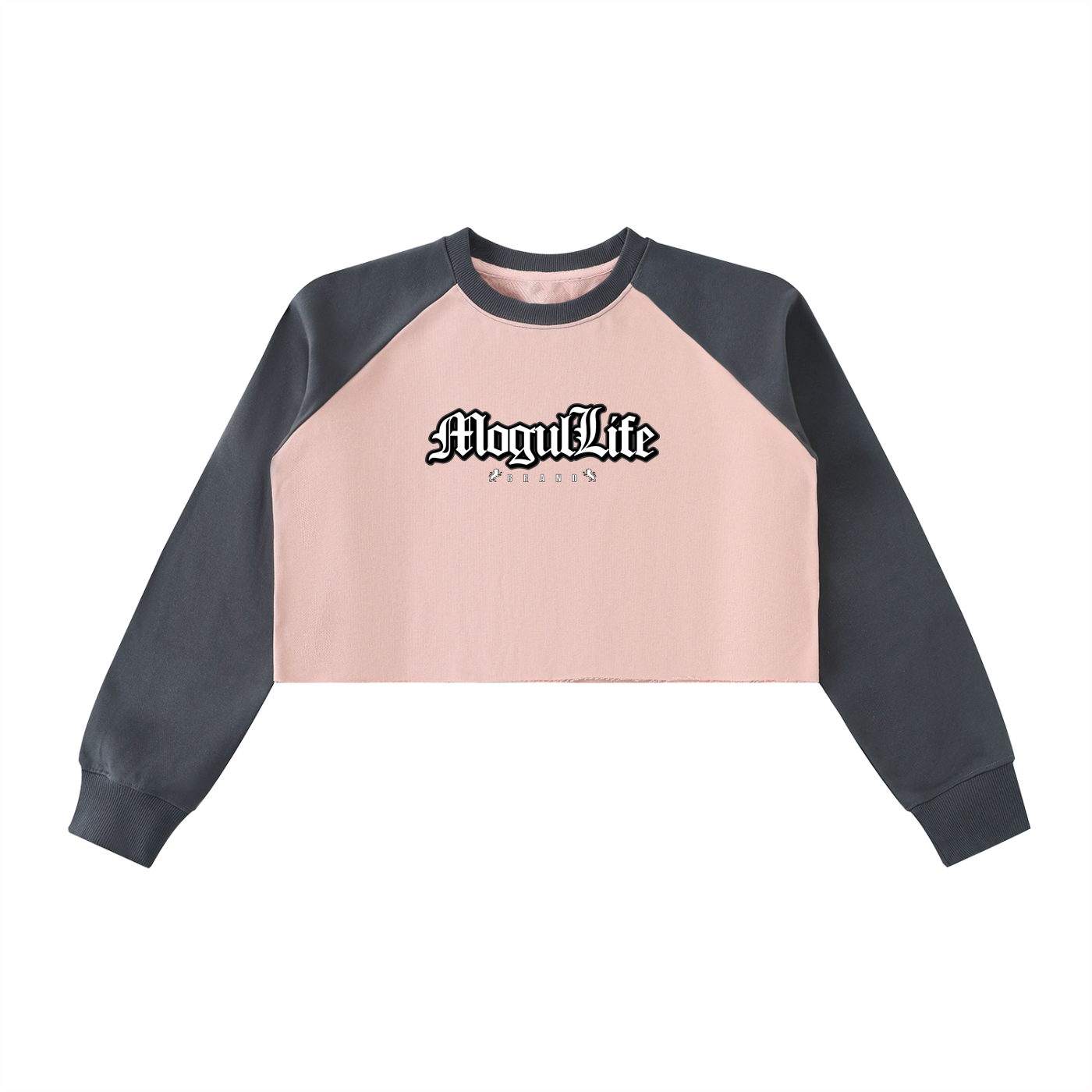 Raw-Hem Color-Block Raglan Crop Sweatshirt
